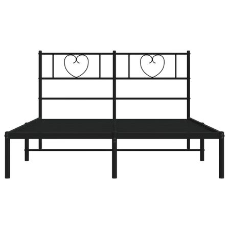 Cadre de lit métal avec tête de lit noir 135x190 cm