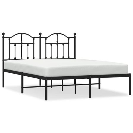 Cadre de lit métal avec tête de lit noir 135x190 cm