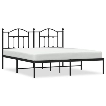 Cadre de lit métal avec tête de lit noir 183x213 cm