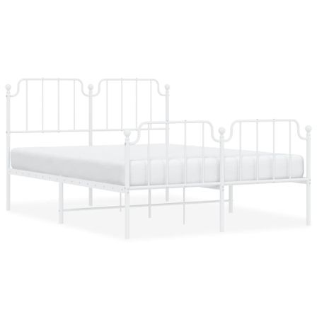 Cadre de lit métal avec tête de lit/pied de lit blanc 135x190cm