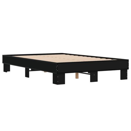 Cadre de lit noir 140x190 cm bois d'ingénierie et métal