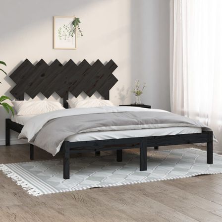 Cadre de lit Noir 140x190 cm Bois massif