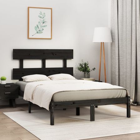 Lit Noir Bois massif 140x190 cm