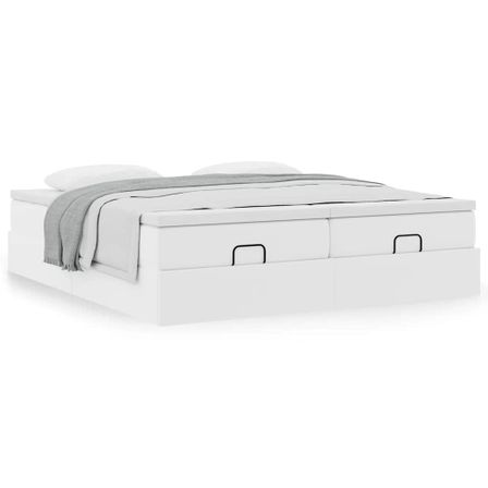 Cadre de lit ottoman avec matelas blanc 200x200 cm similicuir