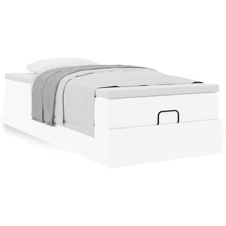 Cadre de lit ottoman avec matelas blanc 90x200 cm similicuir