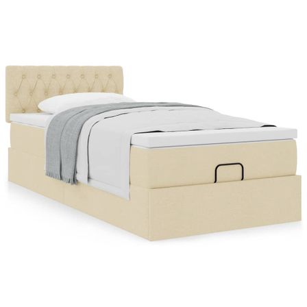 Cadre de lit ottoman avec matelas crème 100x200cm tissu