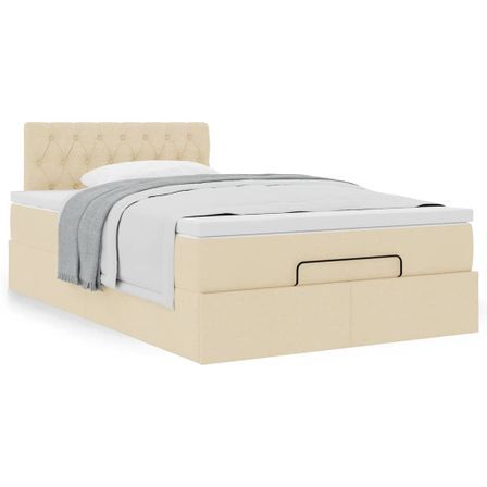 Cadre de lit ottoman avec matelas crème 120x200cm tissu