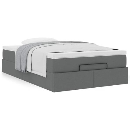 Cadre de lit ottoman avec matelas gris foncé 120x200cm tissu