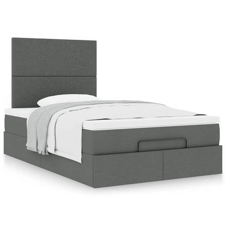 Cadre de lit ottoman avec matelas gris foncé 120x200cm tissu
