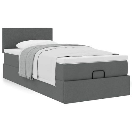 Cadre de lit ottoman avec matelas gris foncé 80x200 cm tissu