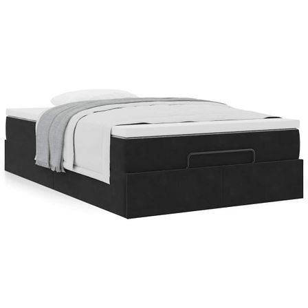 Cadre de lit ottoman avec matelas noir 120x190 cm velours