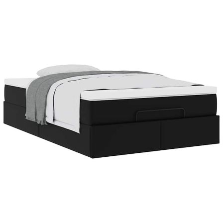 Cadre de lit ottoman avec matelas noir 120x200 cm similicuir