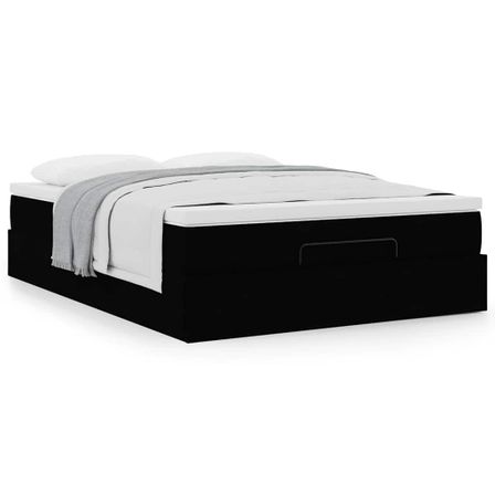 Cadre de lit ottoman avec matelas noir 140x200 cm similicuir