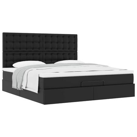 Cadre de lit ottoman avec matelas noir 160x200 cm similicuir