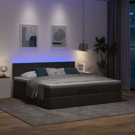 Cadre de lit ottoman avec matelas noir 180x200 cm tissu