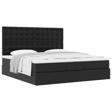 Cadre de lit ottoman avec matelas noir 200x200 cm similicuir