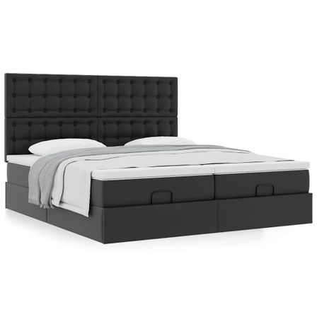 Cadre de lit ottoman avec matelas noir 200x200 cm similicuir
