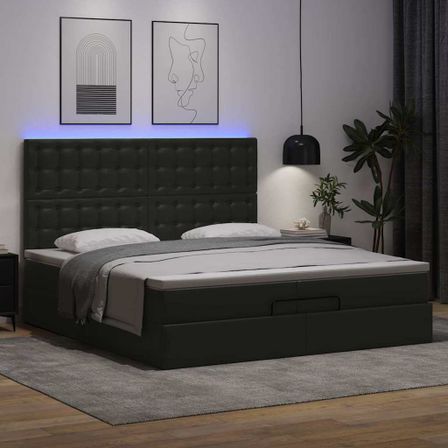 Cadre de lit ottoman avec matelas noir 200x200 cm similicuir
