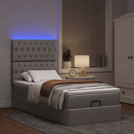 Cadre de lit ottoman avec matelas taupe 100x200 cm tissu