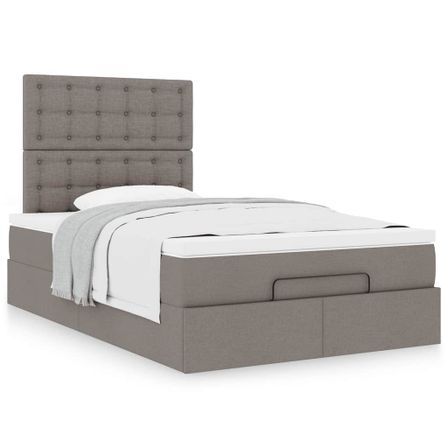 Cadre de lit ottoman avec matelas taupe 120x200 cm tissu