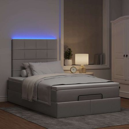 Cadre de lit ottoman avec matelas taupe 120x200 cm tissu