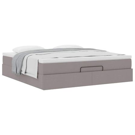 Cadre de lit ottoman avec matelas taupe 160x200 cm tissu