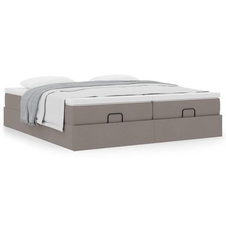 Cadre de lit ottoman avec matelas taupe 200x200cm tissu