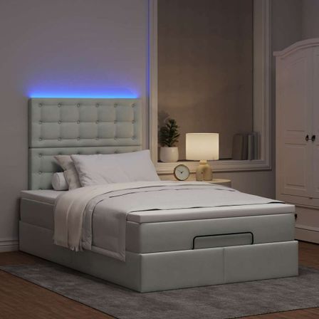 Cadre de lit ottoman et matelas gris clair 120x200 cm velours