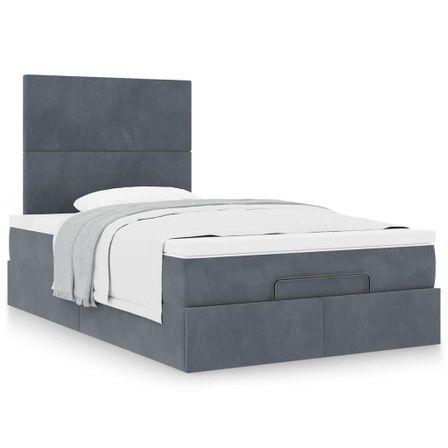 Cadre de lit ottoman et matelas gris foncé 120x200 cm velours