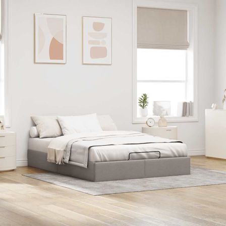 Cadre de lit ottoman sans matelas crème 140x200 cm tissu