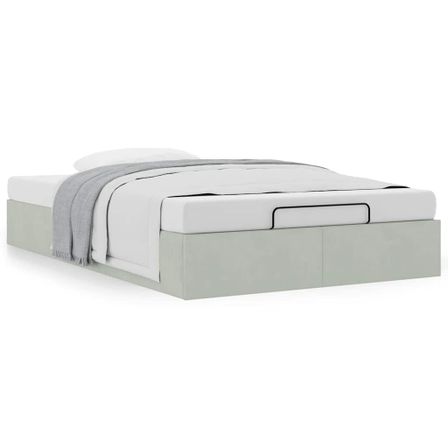 Cadre de lit ottoman sans matelas gris clair 120x190 cm velours
