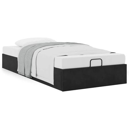 Cadre de lit ottoman sans matelas noir 90x200 cm velours