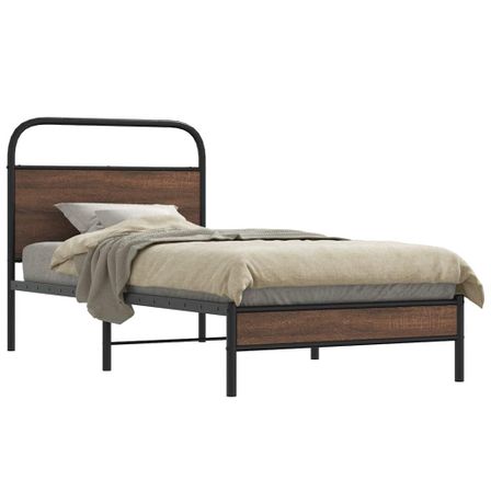 Cadre de lit sans matelas 107x203 cm chêne marron