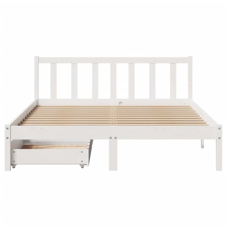 Cadre de lit sans matelas blanc 135x190 cm bois de pin massif