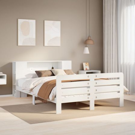 Cadre de lit sans matelas blanc 140x190 cm bois de pin massif