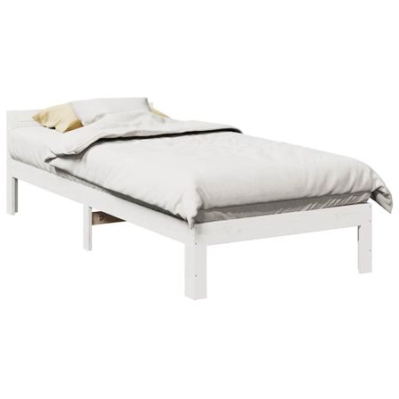 Cadre de lit sans matelas blanc 80x200 cm bois massif de pin