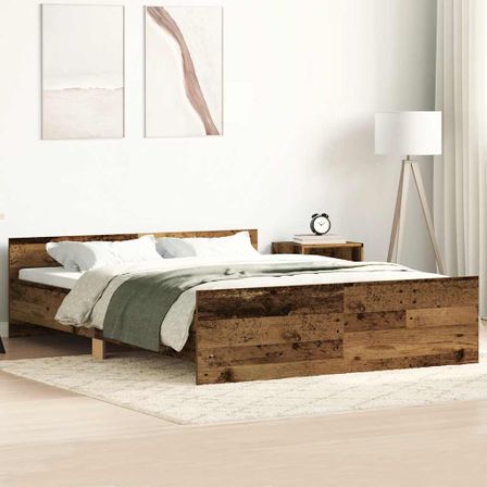 Cadre de lit sans matelas vieux bois 140x190 cm bois ingénierie