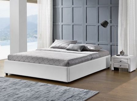 Cadre lit coffre simili cuir blanc Break 140x190 cm