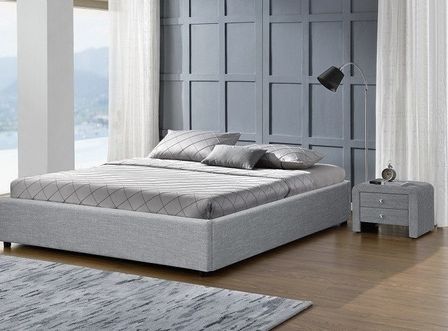 Cadre lit coffre tissu gris clair Break 140x190 cm