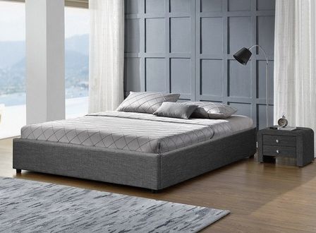 Cadre lit coffre tissu gris foncé Break 140x190 cm