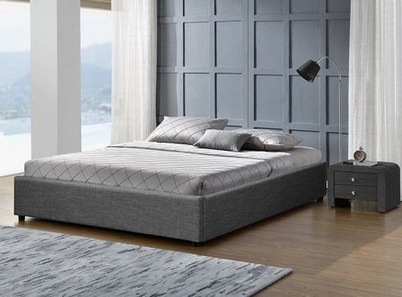 Cadre lit coffre tissu gris foncé Break 160x200 cm