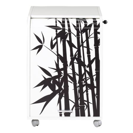 Caisson de bureau blanc impression bambou Orga 70