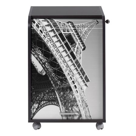Caisson de bureau noir impression Paris Orga 70