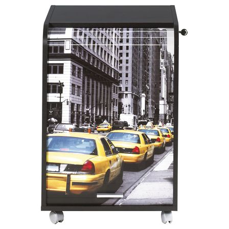 Caisson de bureau noir impression taxi jaune Orga 70