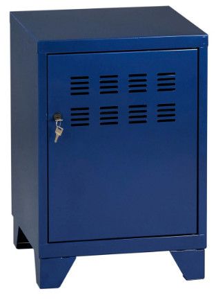 Caisson de rangement 1 porte 1 étagère métal bleu nuit nacré Toko