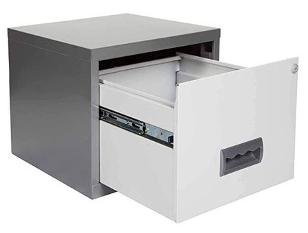 Caisson de rangement 1 tiroir métal blanc et gris brillant Baryl