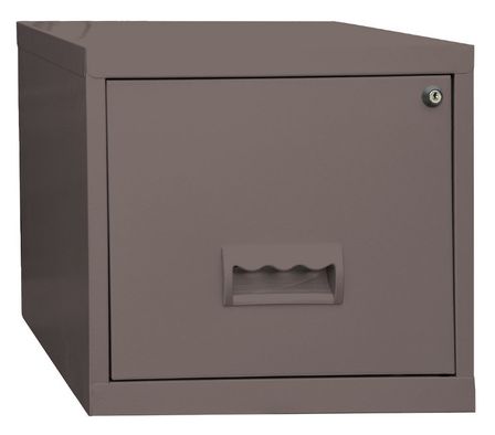 Caisson de rangement 1 tiroir métal taupe brillant Baryl