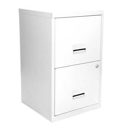 Caisson de rangement en métal Bolane H 66 cm - 2 grands tiroirs avec serrure à clé