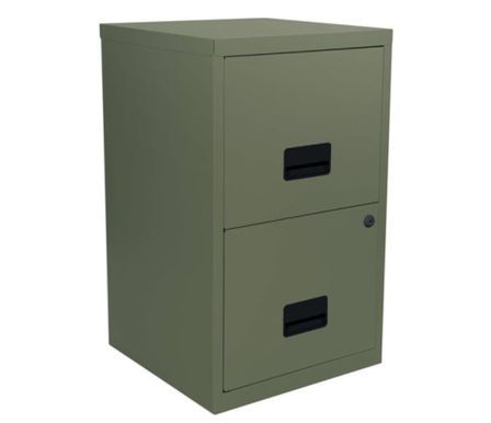 Caisson de rangement en métal Bolane H 66 cm - 2 grands tiroirs avec serrure à clé