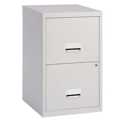 Caisson de rangement en métal Bolane H 66 cm - 2 grands tiroirs avec serrure à clé